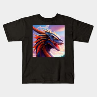 Blue and Yellow Dragon with Huge Horn Kids T-Shirt